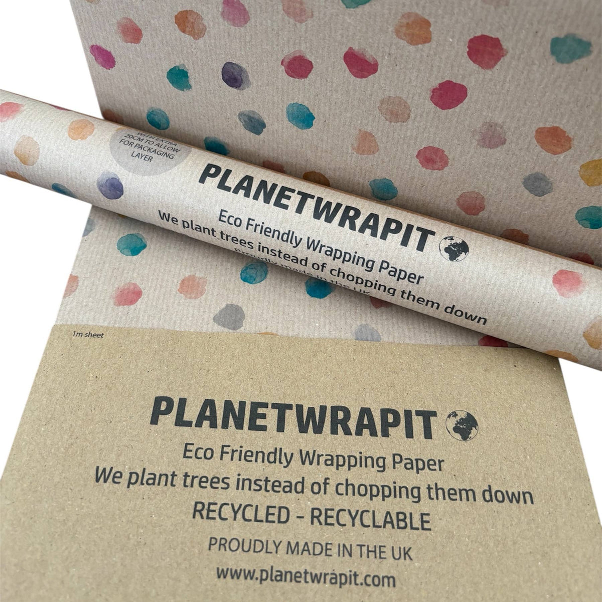 Colour Spots Recycled Kraft Wrapping Paper