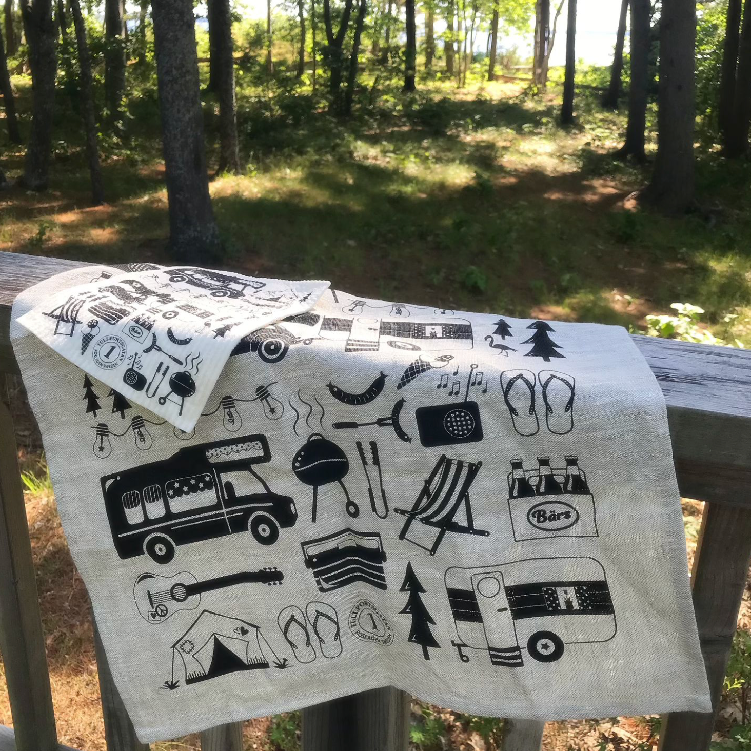 Linen Tea Towel Camping | 100% Linen