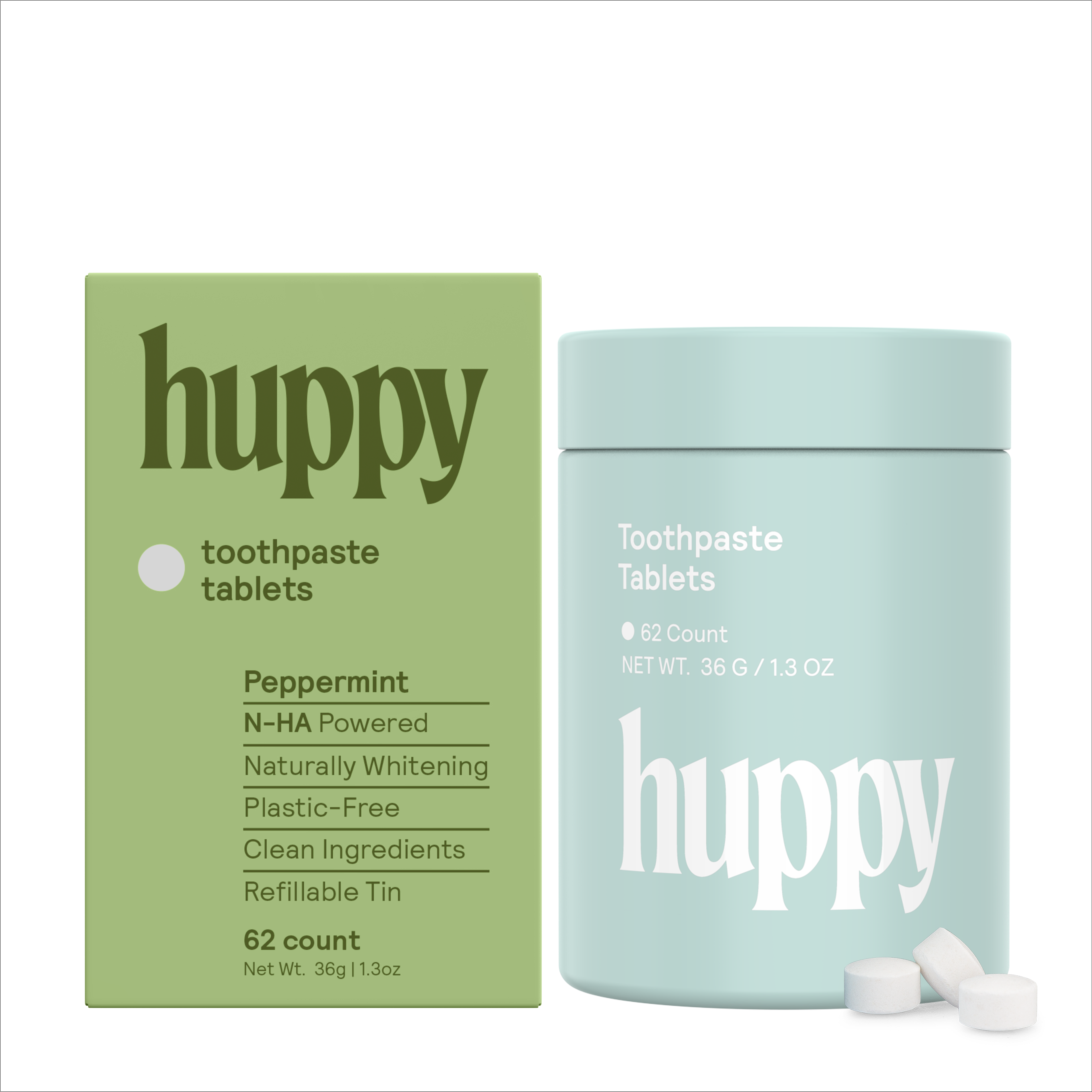 HUPPY Toothpaste Tablets Peppermint Tin