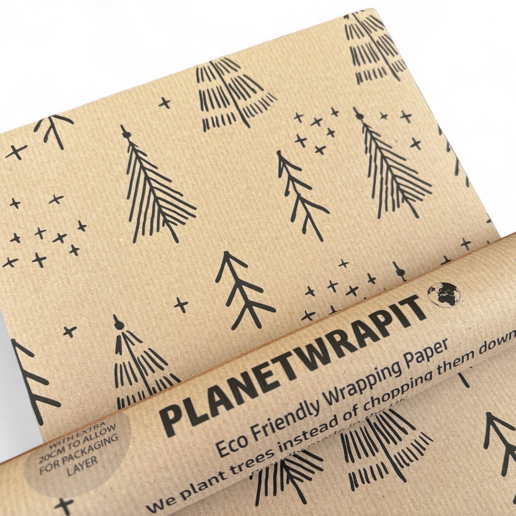 Black Christmas Trees Recycled Kraft Wrapping Paper