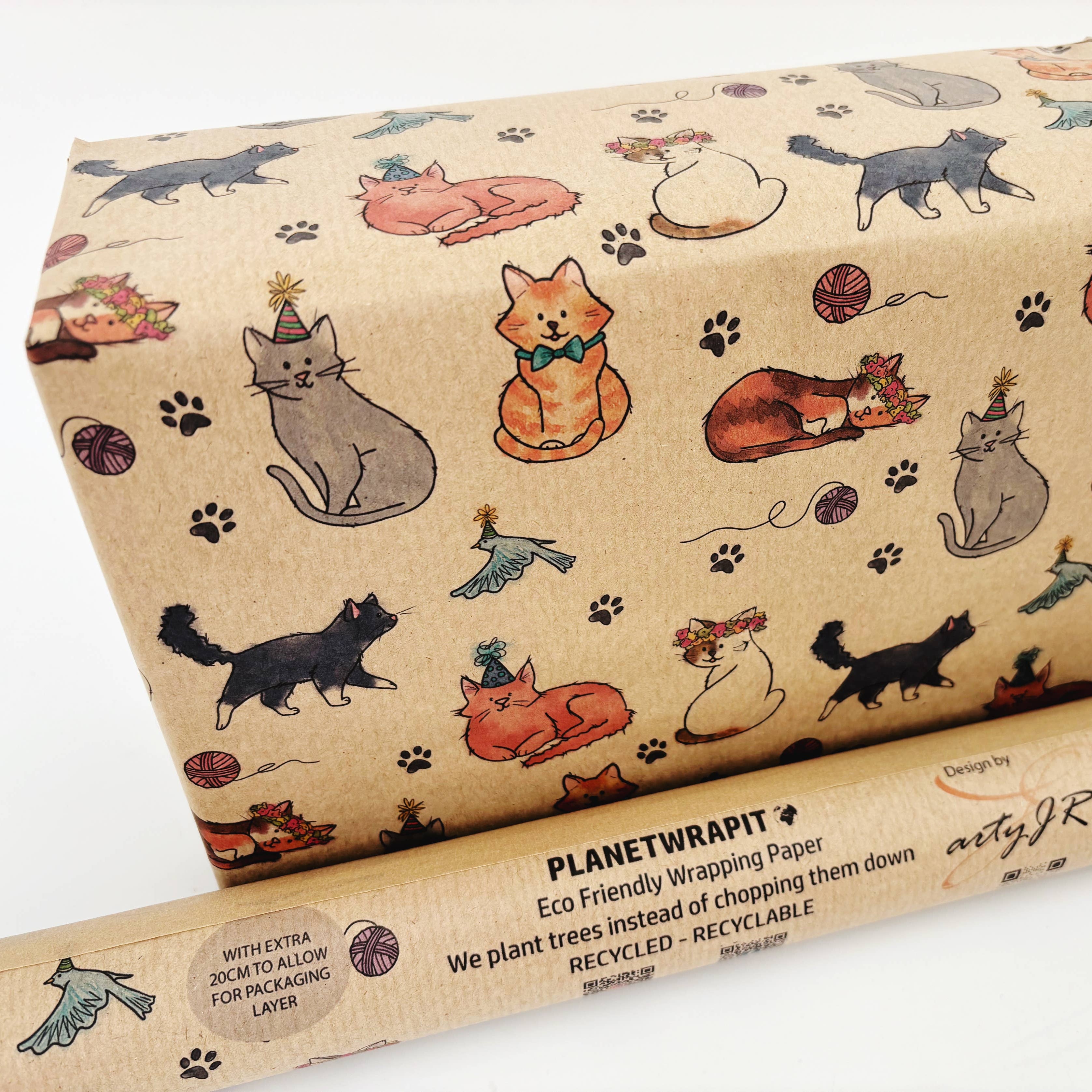 Party Cats Recycled Kraft Wrapping Paper