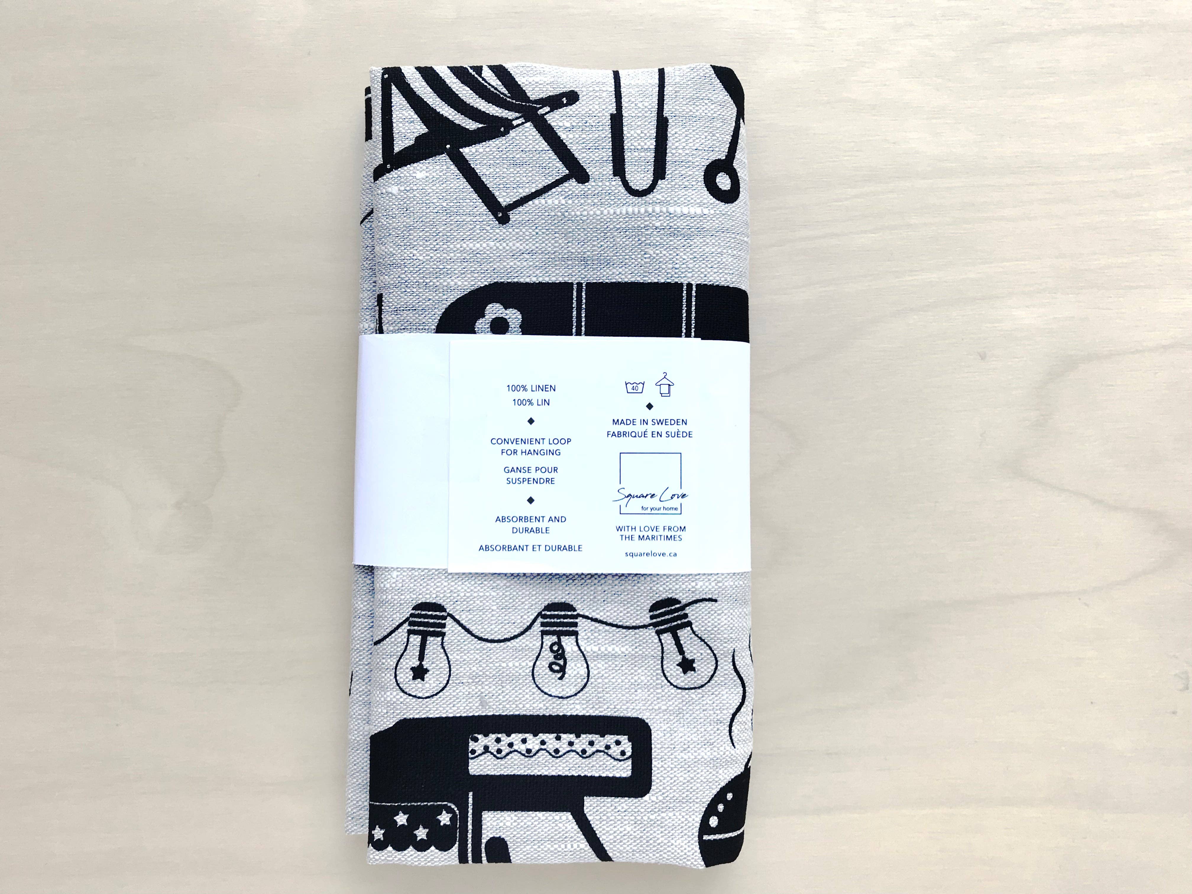 Linen Tea Towel Camping | 100% Linen