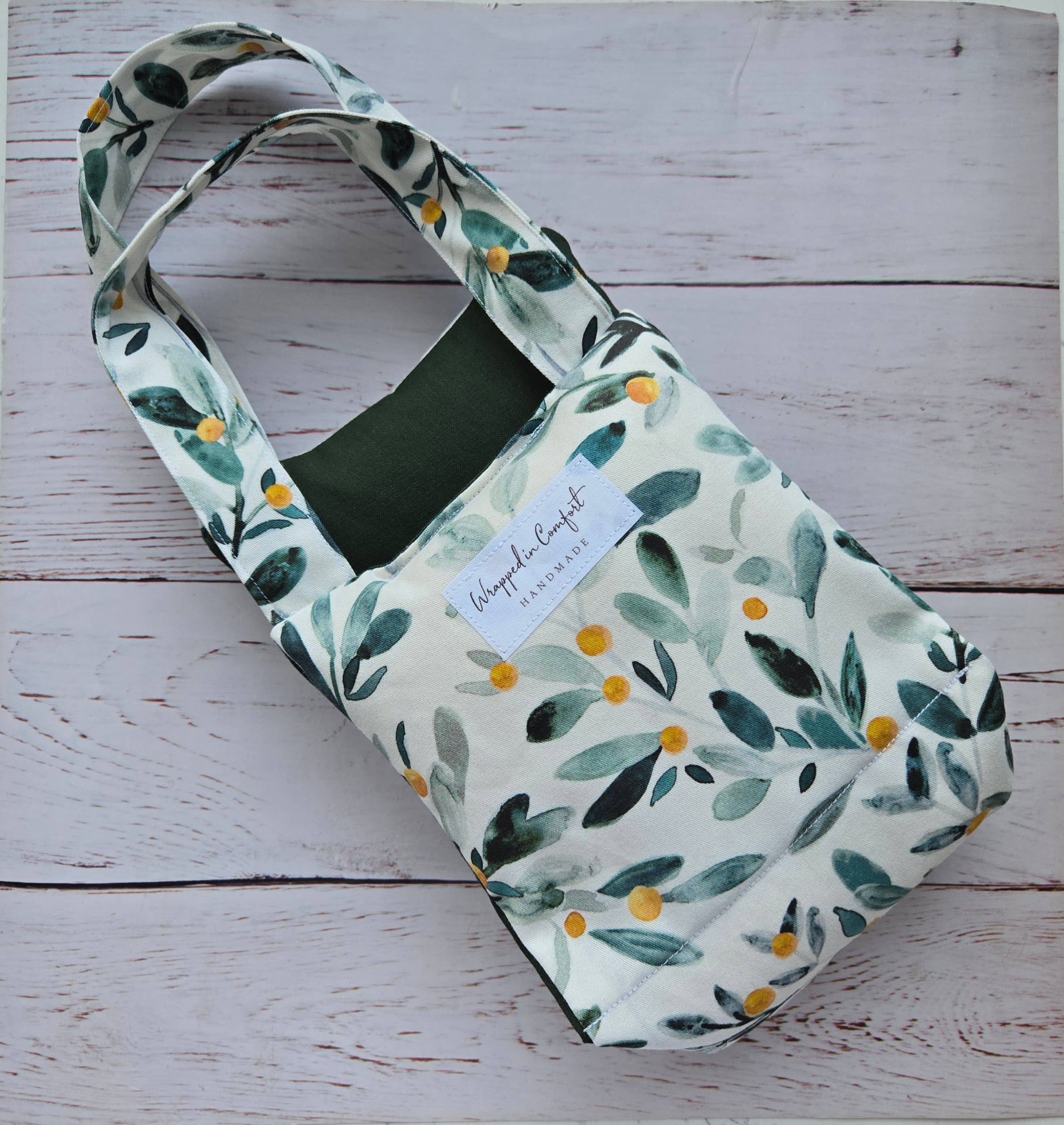 Organic Cotton Heating Pad + Neck Wrap FLORAL WHITE