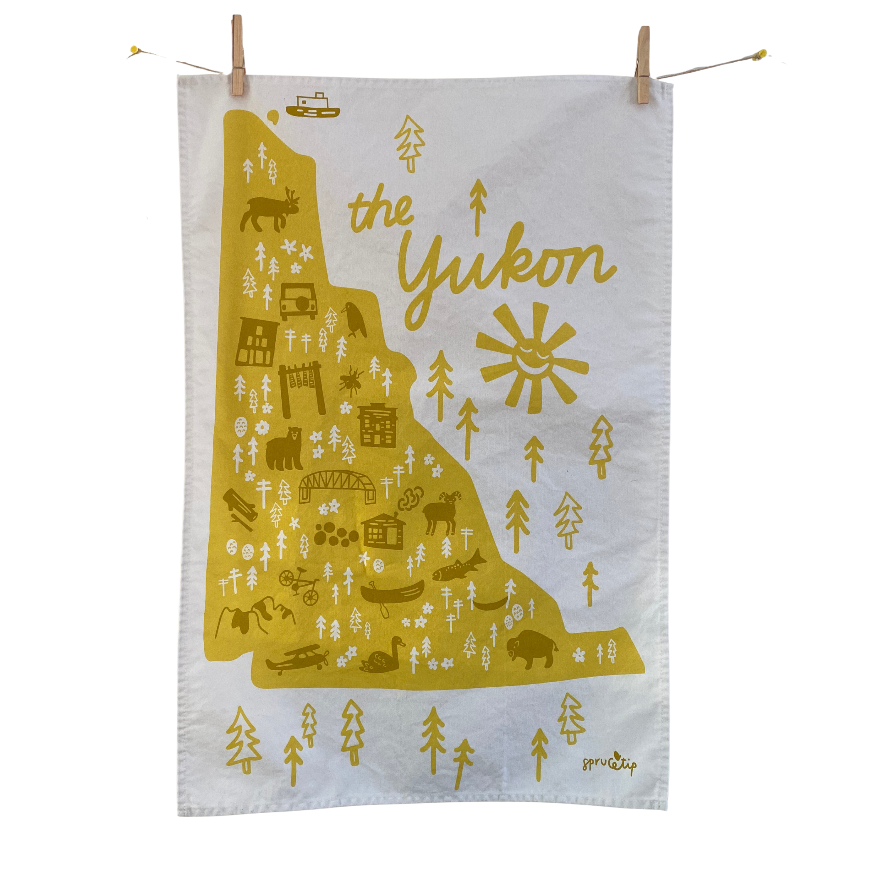 Sprucetip Design Tea Towel - Yukon Map