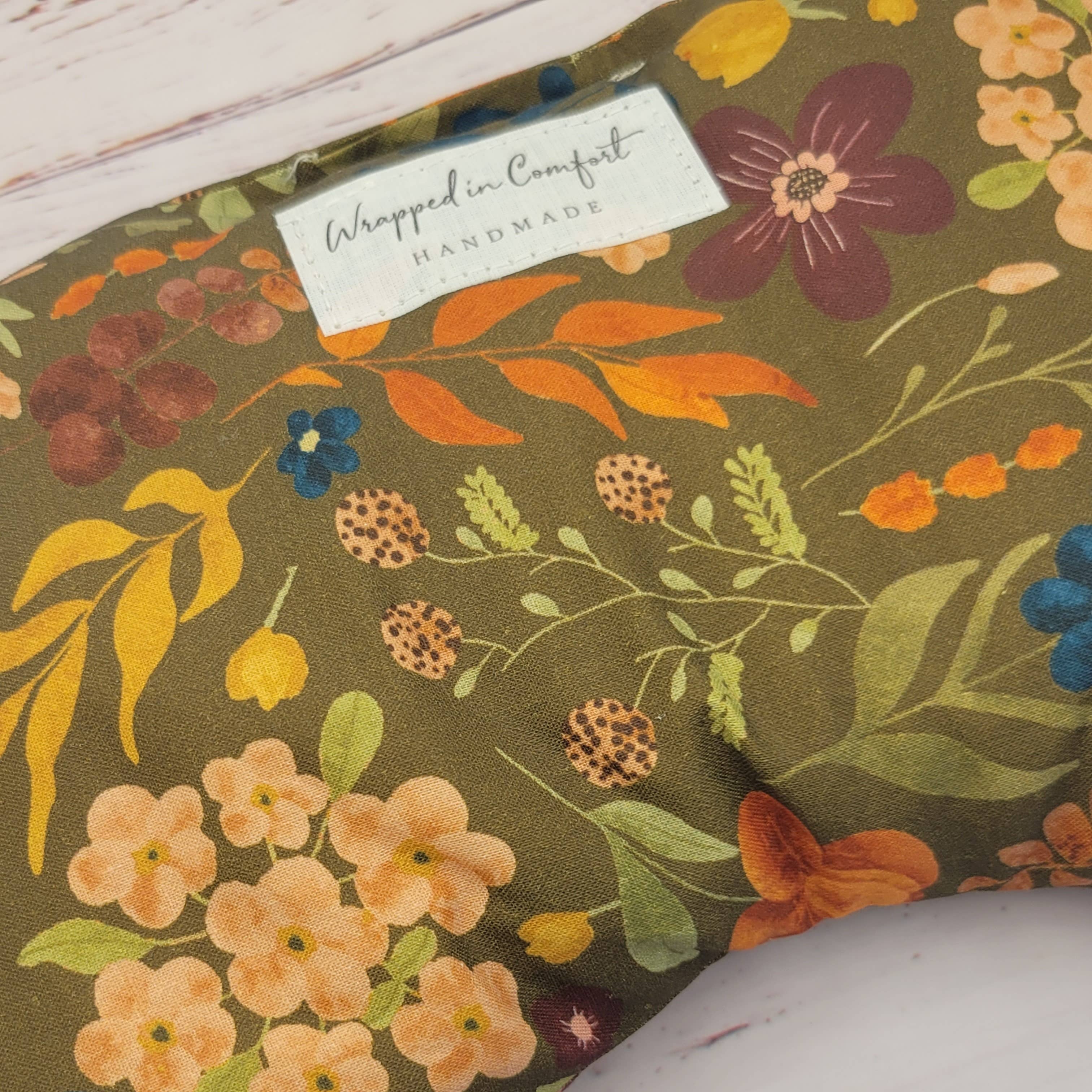 Bean Shaped Heating Pad Floral Earthy