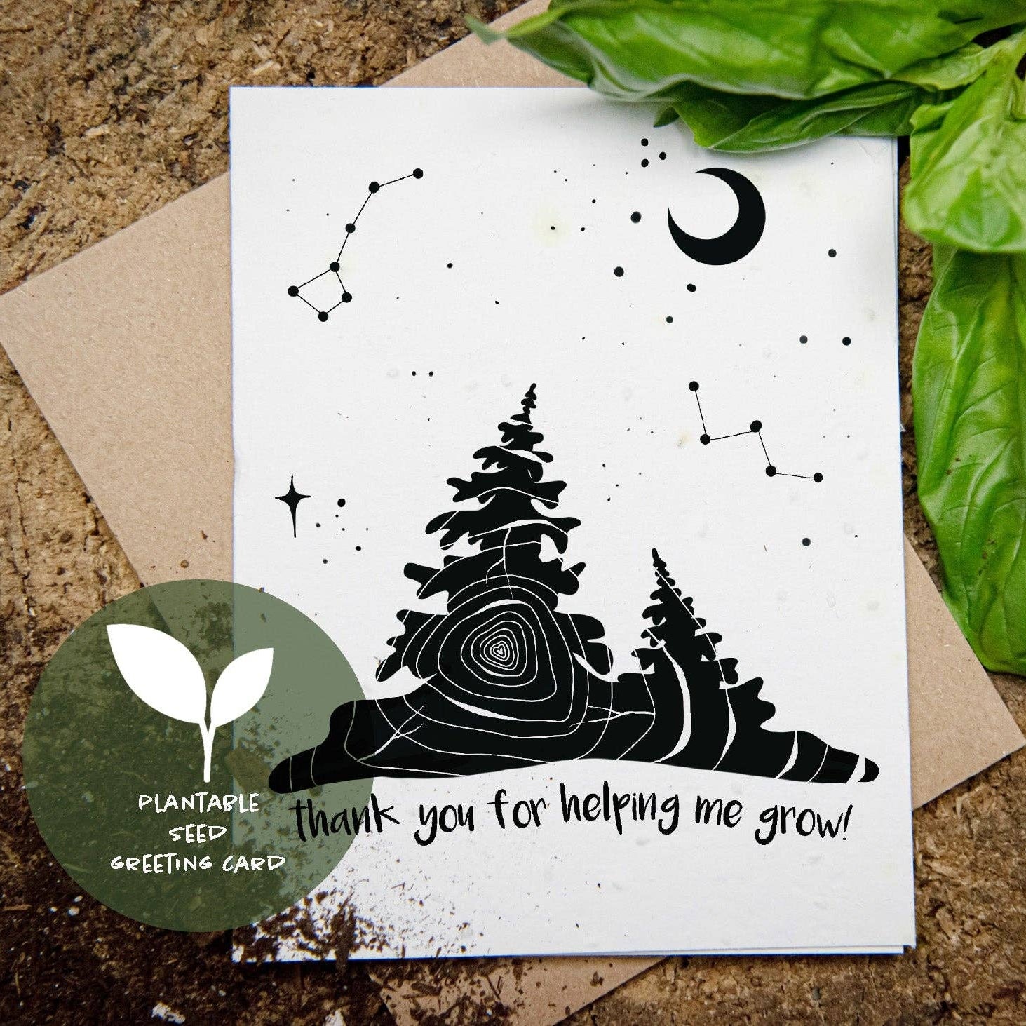 Plantable Basil Seed Card; Thank You For Helping Me Grow