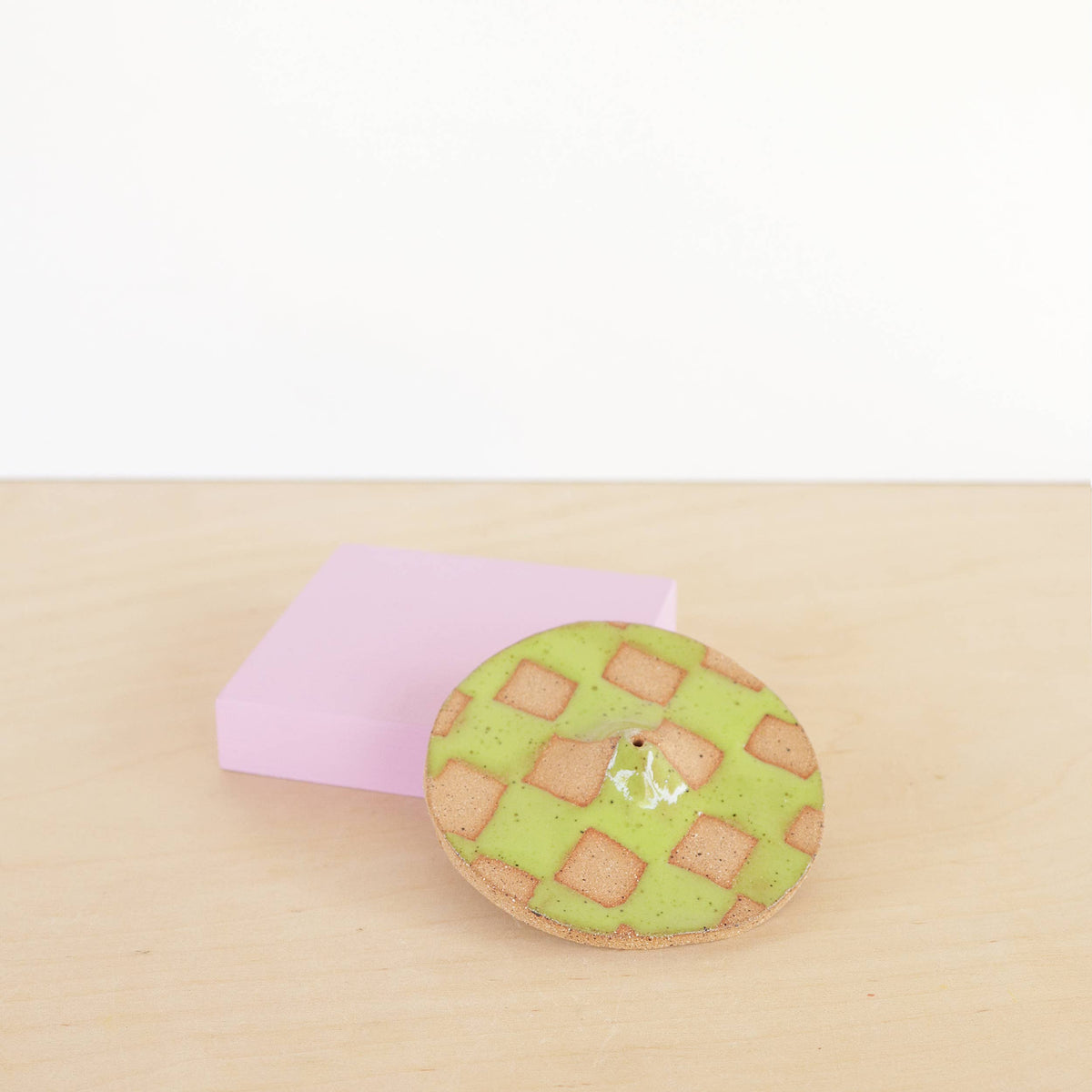Ceramic Incense Holder XL | Lime Checkers