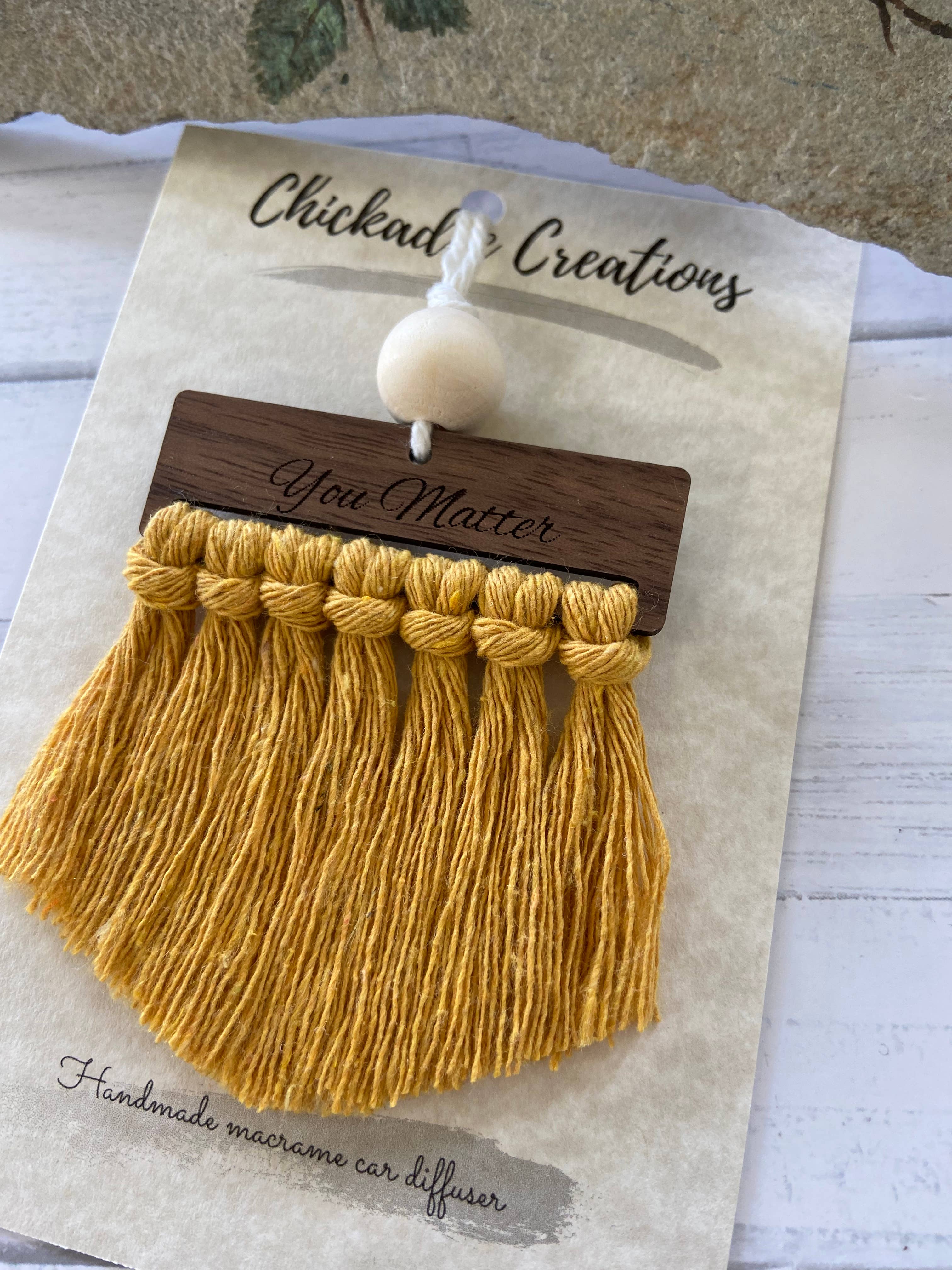 Macrame Car Diffuser You Matter Mustard