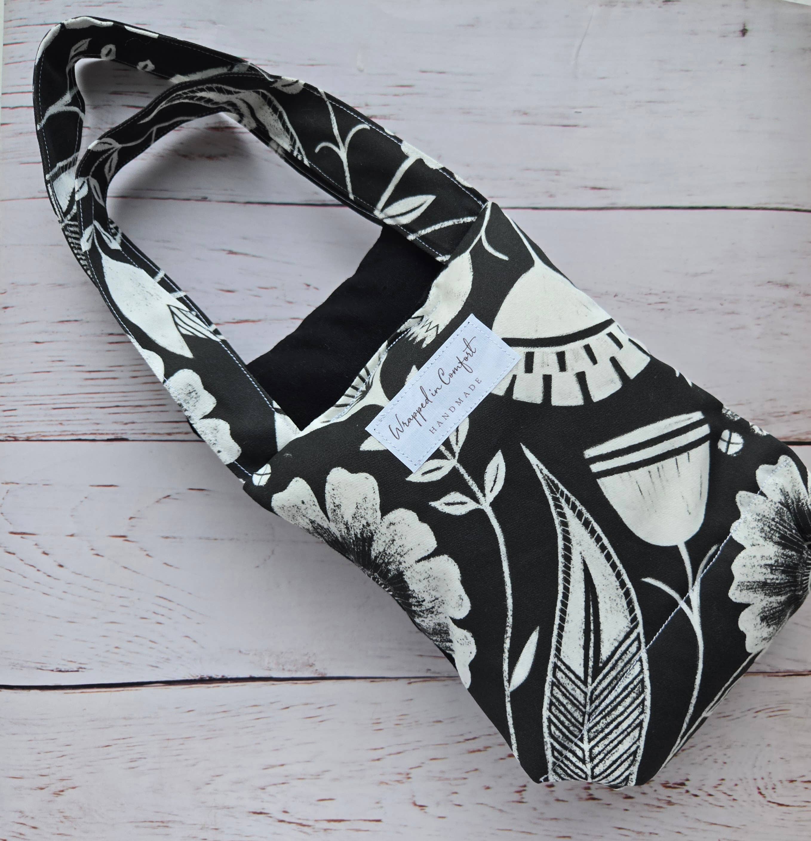 Organic Cotton Heating Pad + Neck Wrap BLACK FLORAL