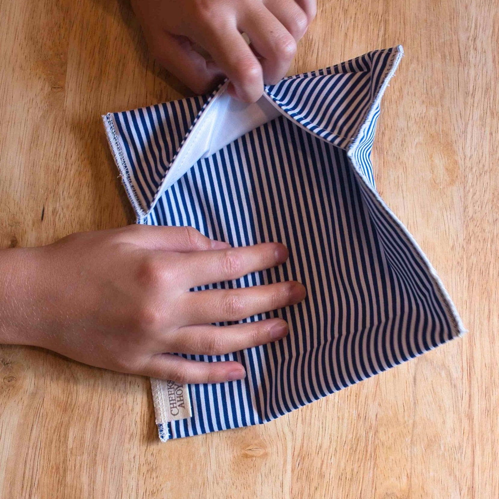 Snack/Sandwich Bag - Fold Over Navy Stripe