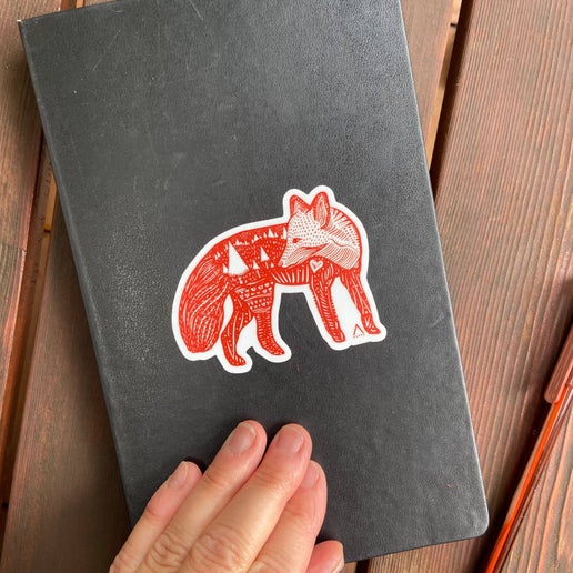 Orange Fox Vinyl Sticker