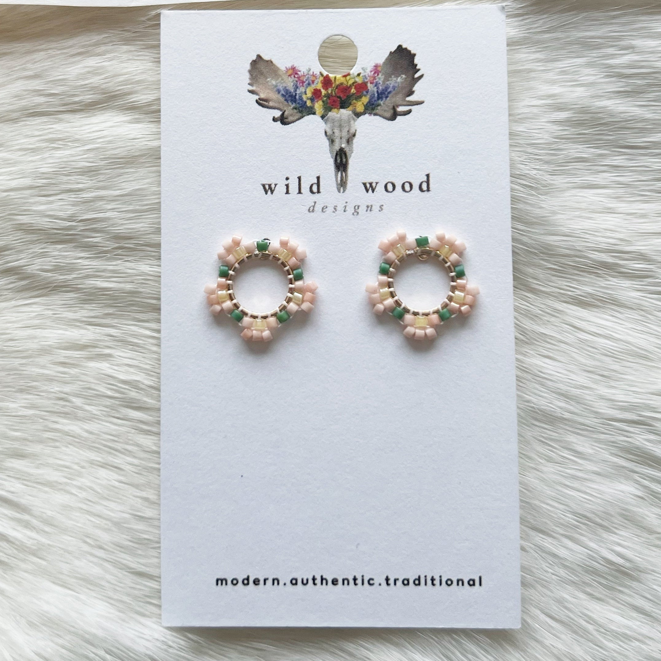 Wild Wood Design - Beaded Hoop Studs
