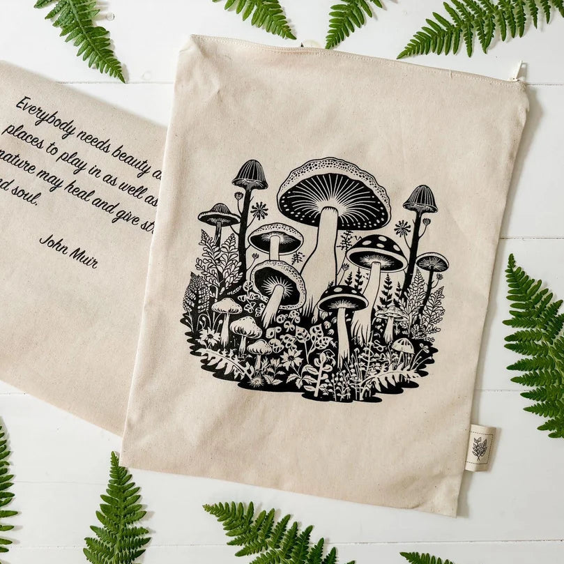 Cloth Lined Bread Bag Mushroom