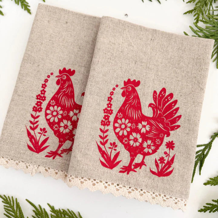 Napkin Set Linen - Chicken