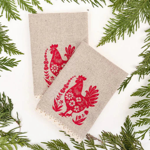 Napkin Set Linen - Chicken