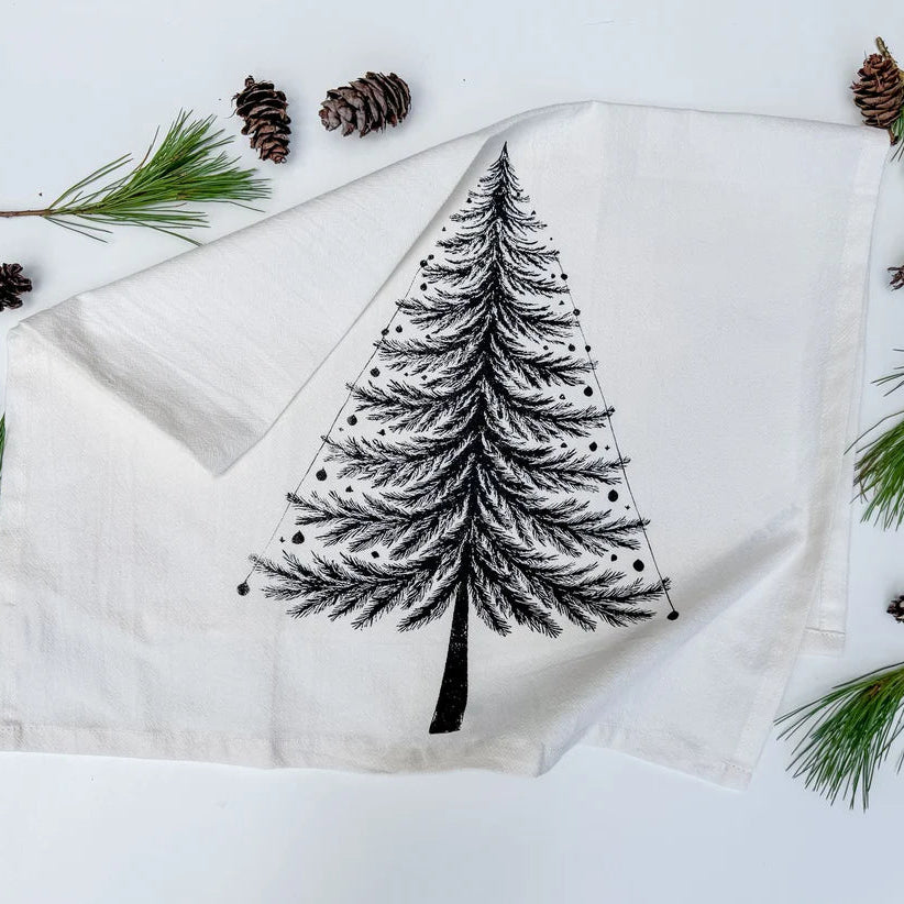 Organic Tea Towel Rustic Christmas Tree