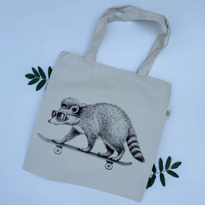 Tote Bag Organic Skater Raccoon