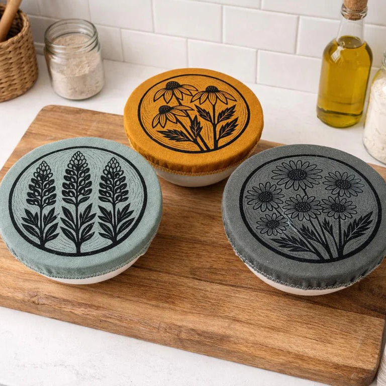 Cloth Bowl Cover Small Black-Eyed Susans Bronze