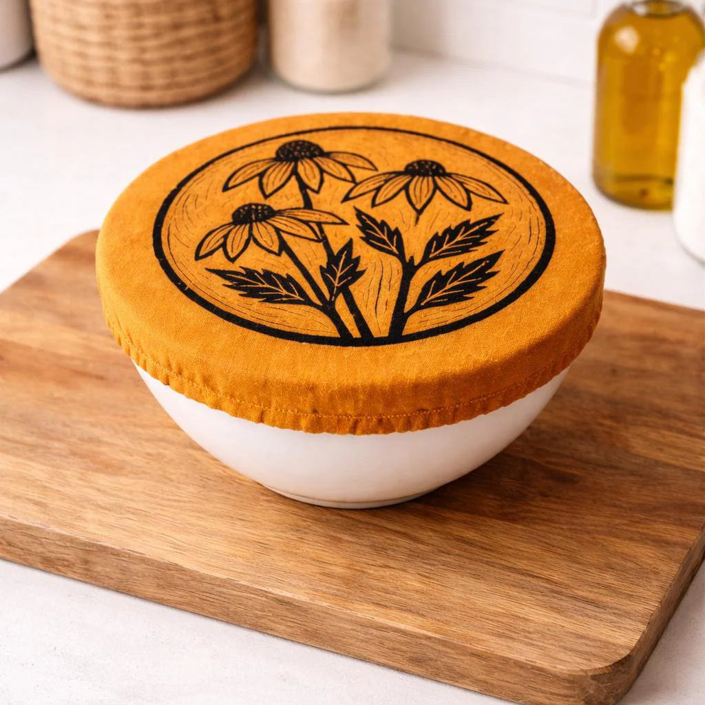 Cloth Bowl Cover Small Black-Eyed Susans Bronze