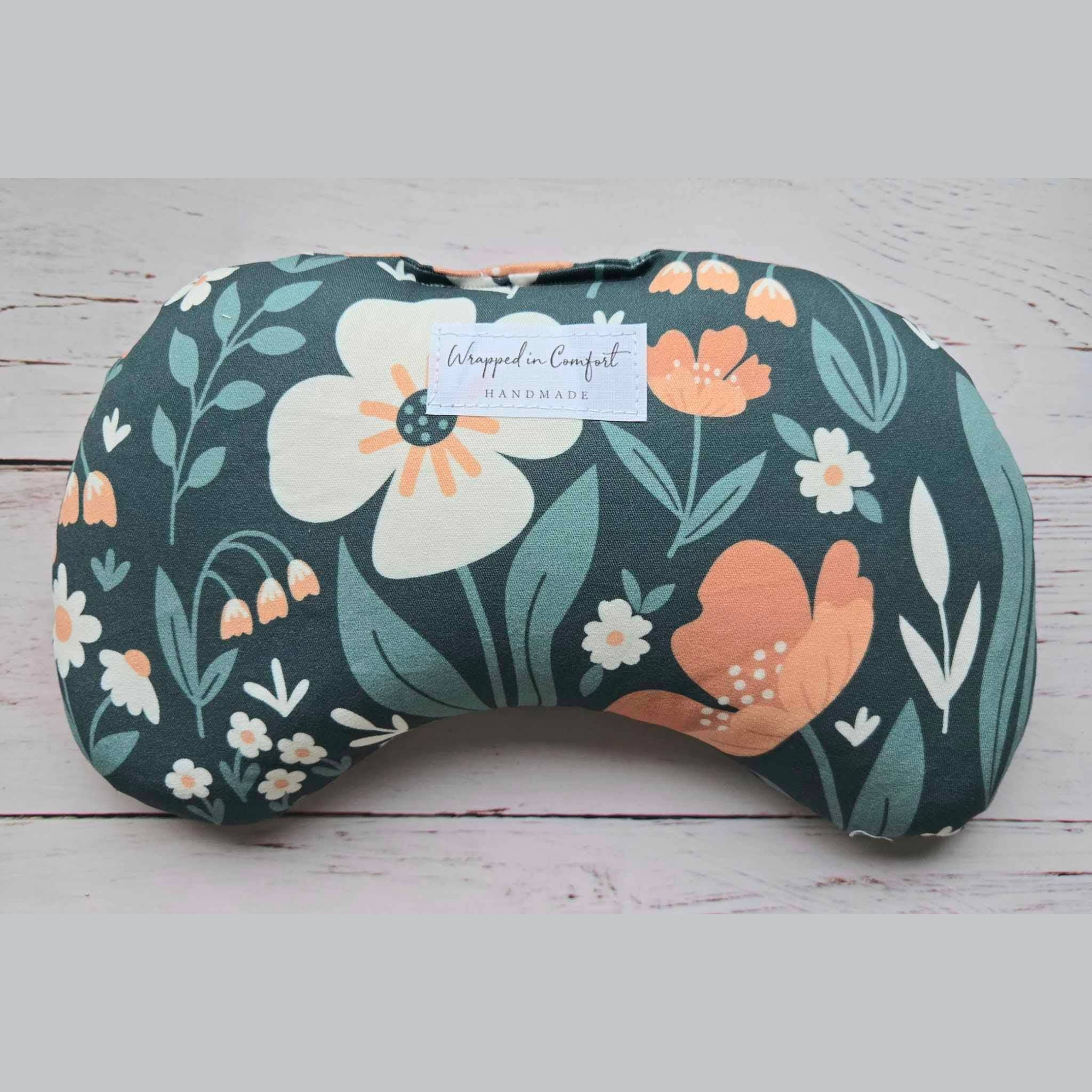 Bean Shaped Heating Pad Floral Blue