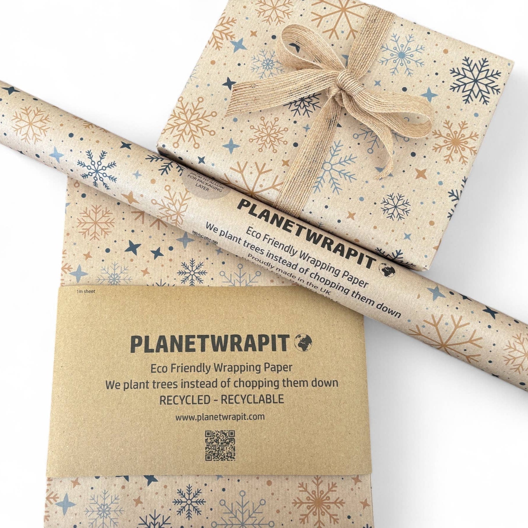 Christmas Snowflakes Recycled Kraft Wrapping Paper