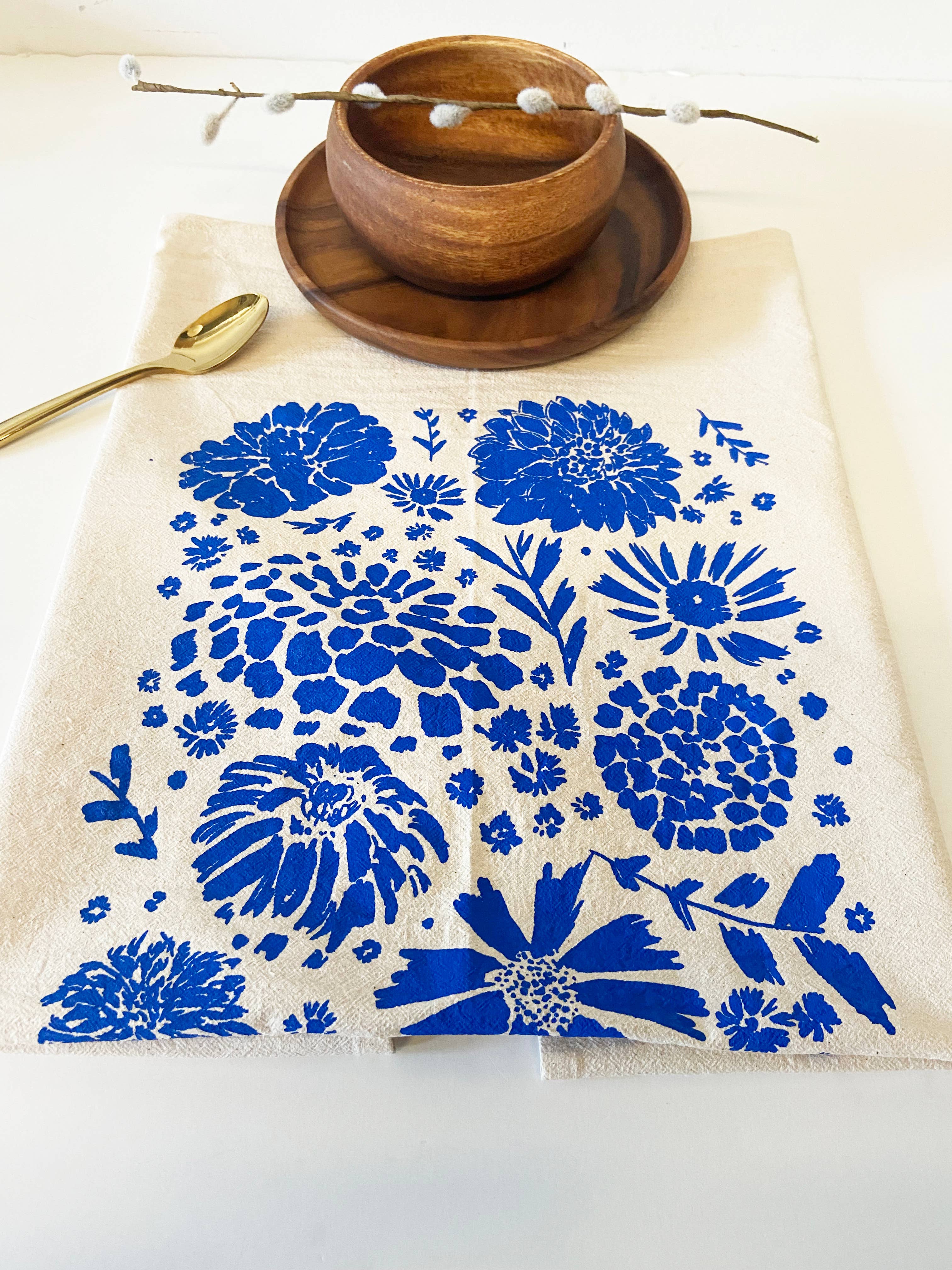 HAVYN Organic Tea Towel Flower Blue