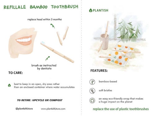 Bamboo Toothbrush Refill Castor Oil Bristles