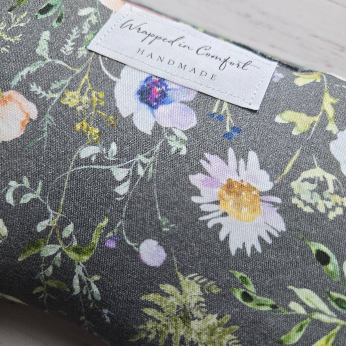 Bean Shaped Heating Pad Grey Floral