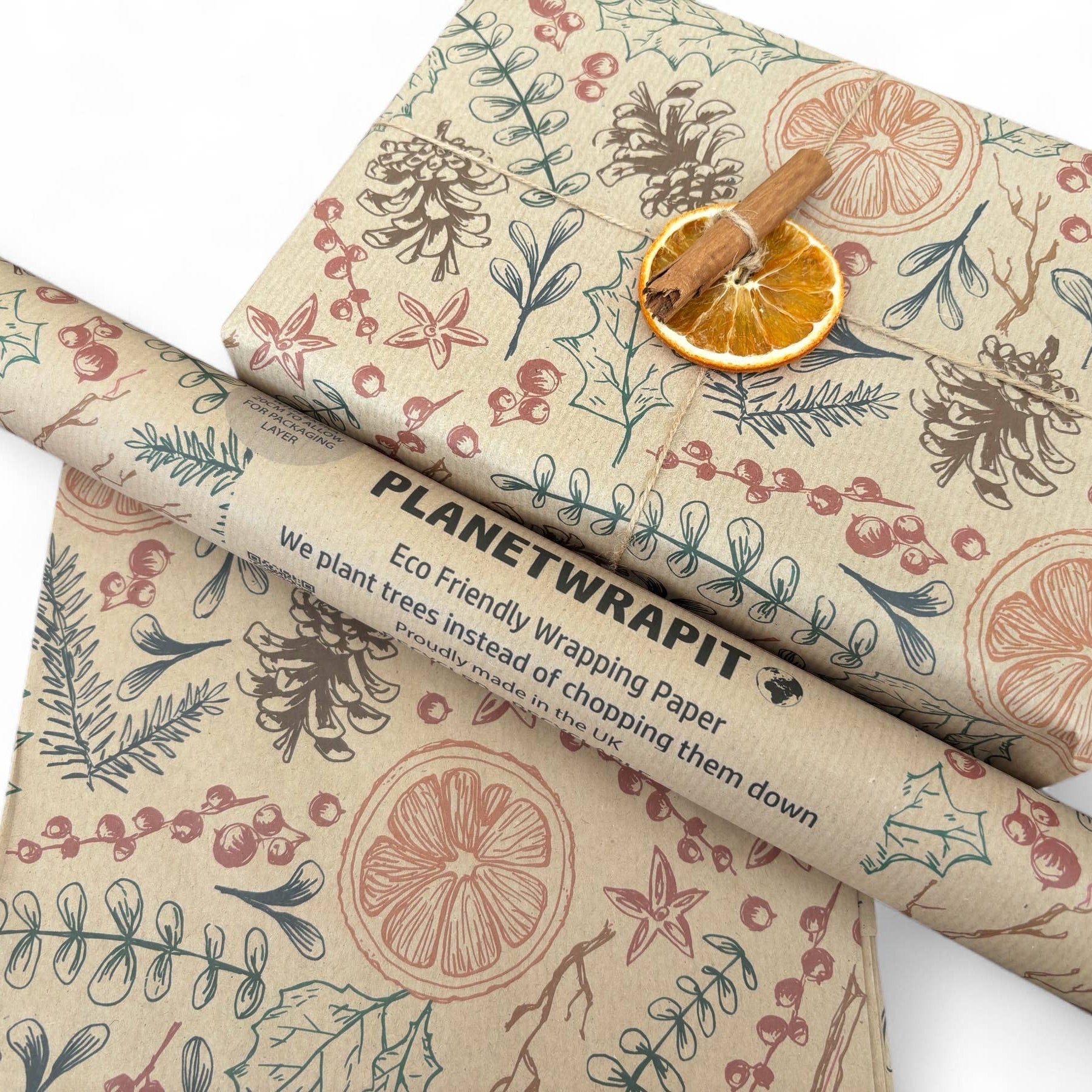 Christmas Dried Oranges Recycled Kraft Wrapping Paper