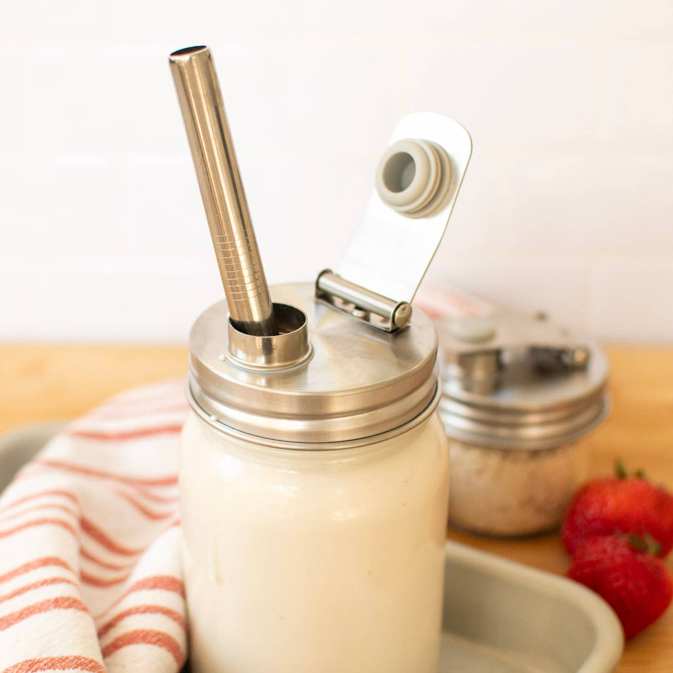 Stainless Steel Mason Jar Pour Top Wide Mouth