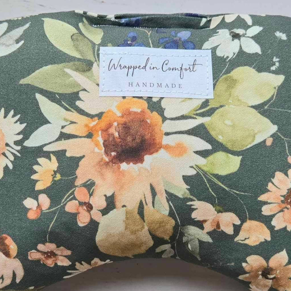 Organic Cotton Heating Pad + Neck Wrap GREEN FLORAL