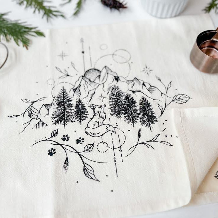 Organic Tea Towel Fox Mountain