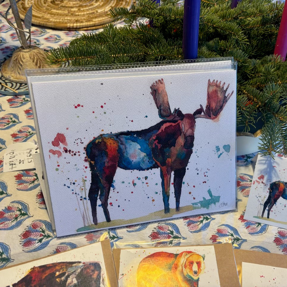 Moose Watercolor Greeting Card