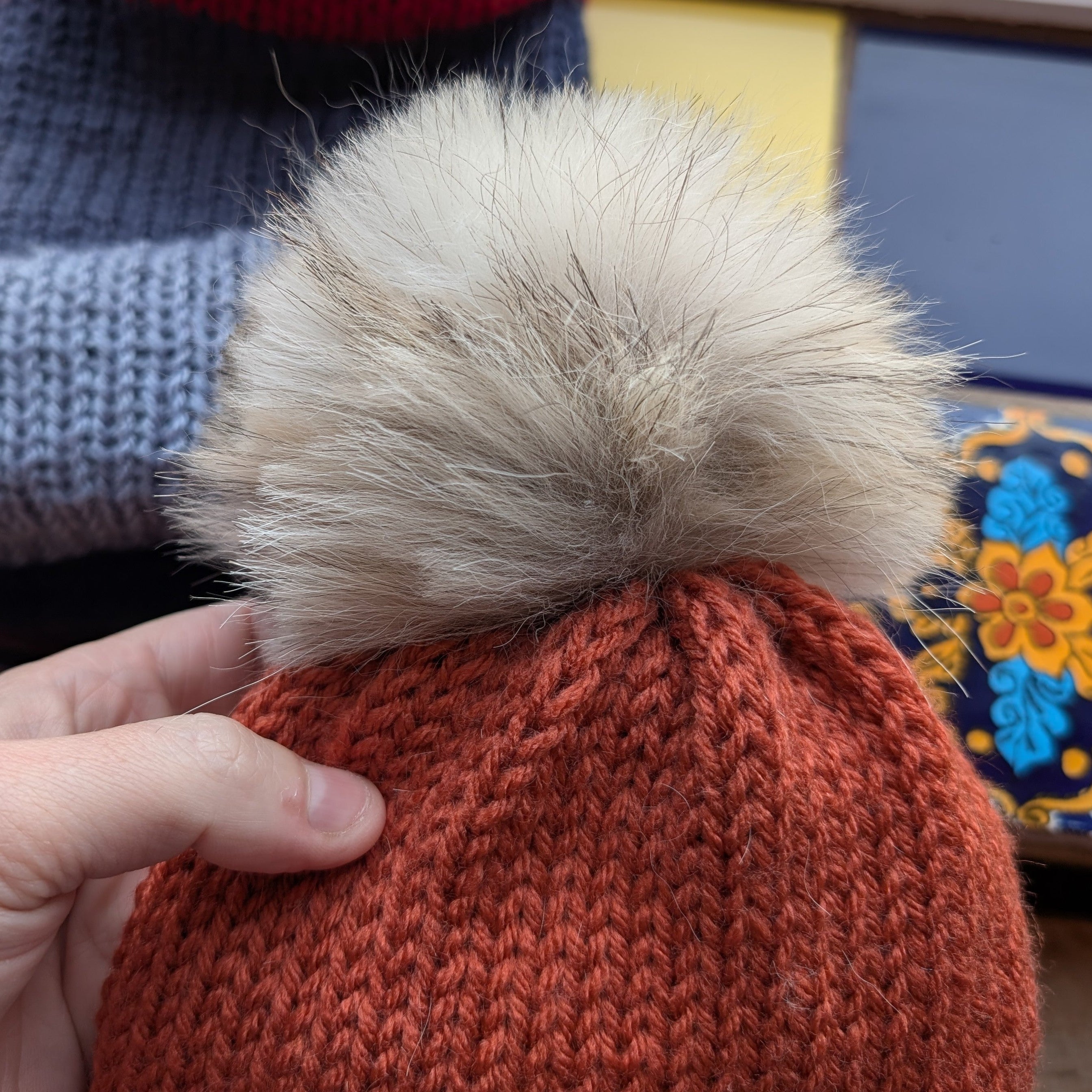 Morris Knits - Toque with Wolf Pom-Pom