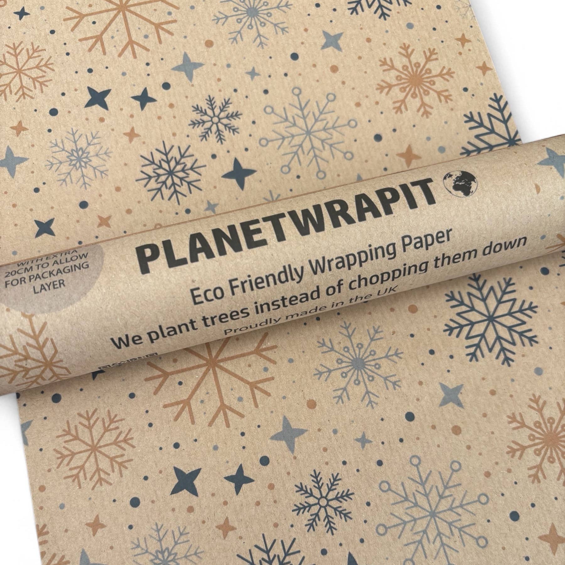 Christmas Snowflakes Recycled Kraft Wrapping Paper