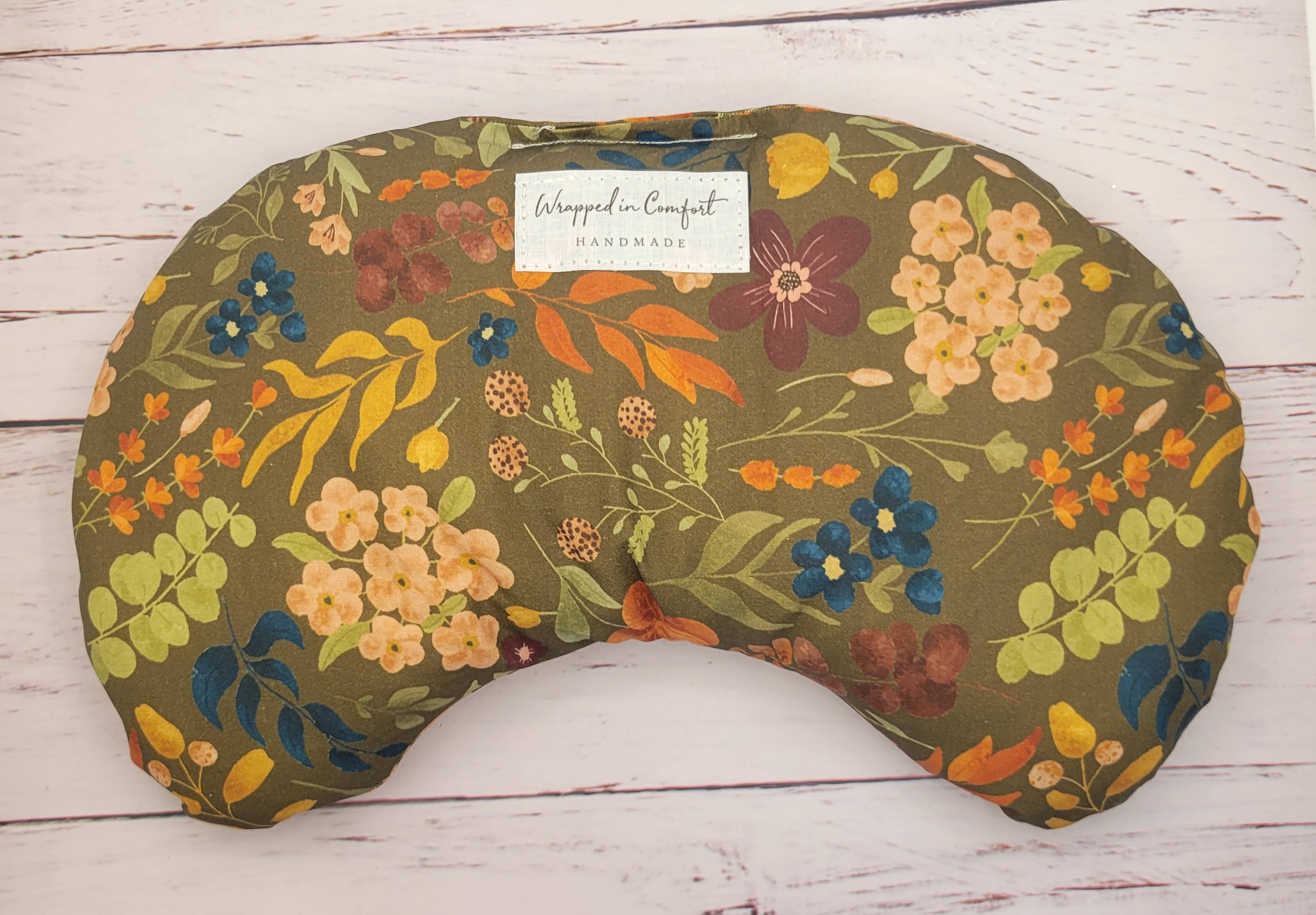 Bean Shaped Heating Pad Floral Earthy