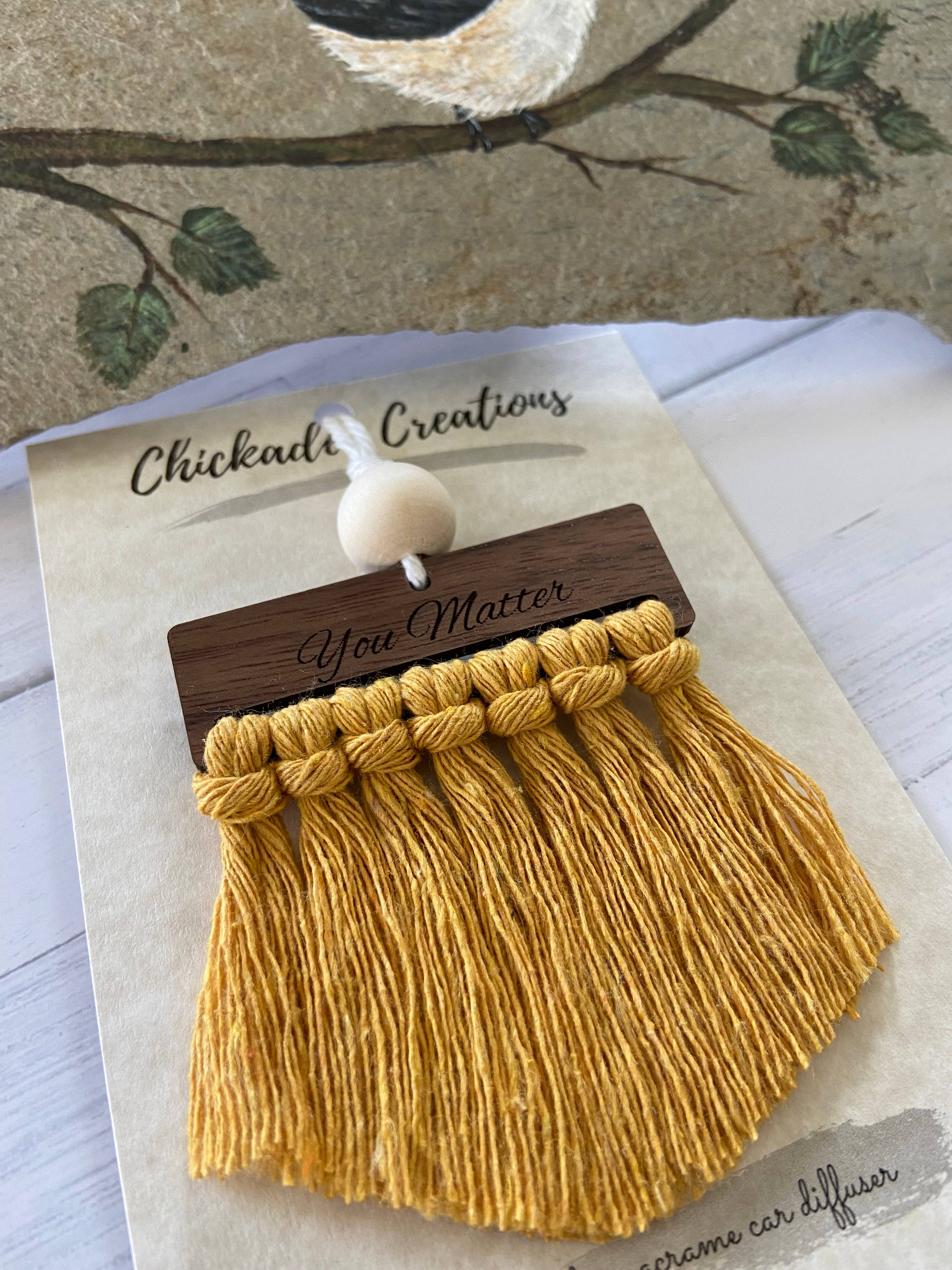 Macrame Car Diffuser You Matter Mustard