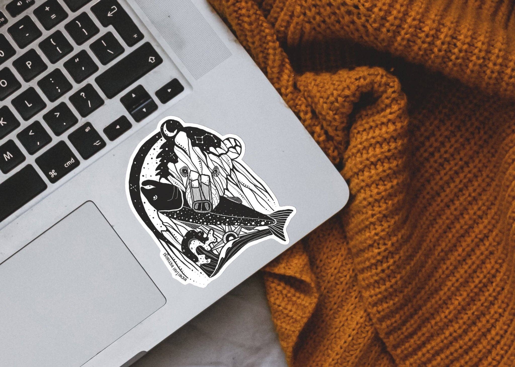 Bear & Salmon Sticker