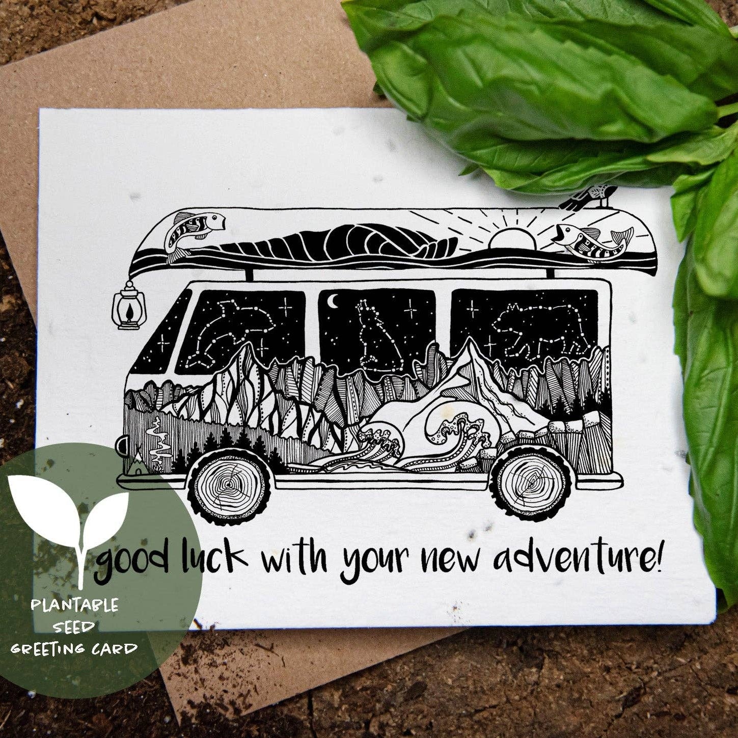 Plantable Basil Seed Card; Good Luck With Your New Adventures