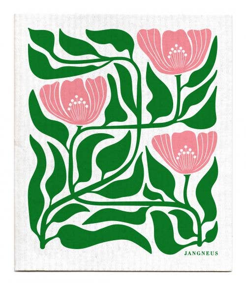Swedish Cloth - Flower Pink & Green