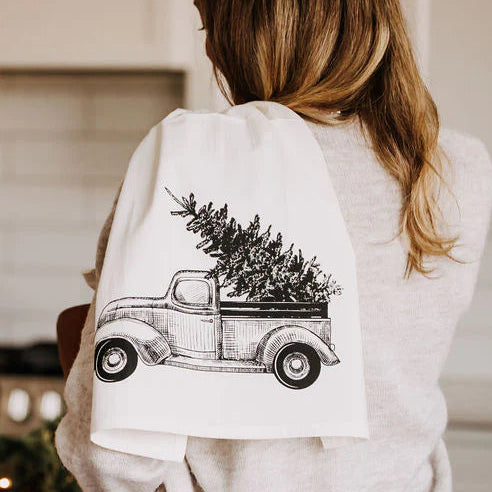 Organic Tea Towel Christmas Tree Truck