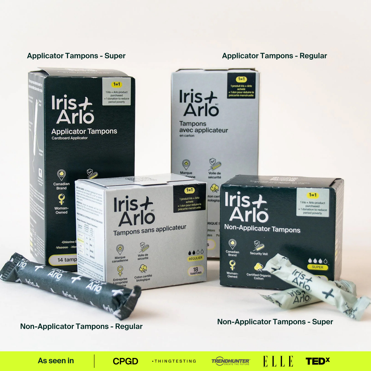 Iris + Arlo Organic Tampons with Applicator