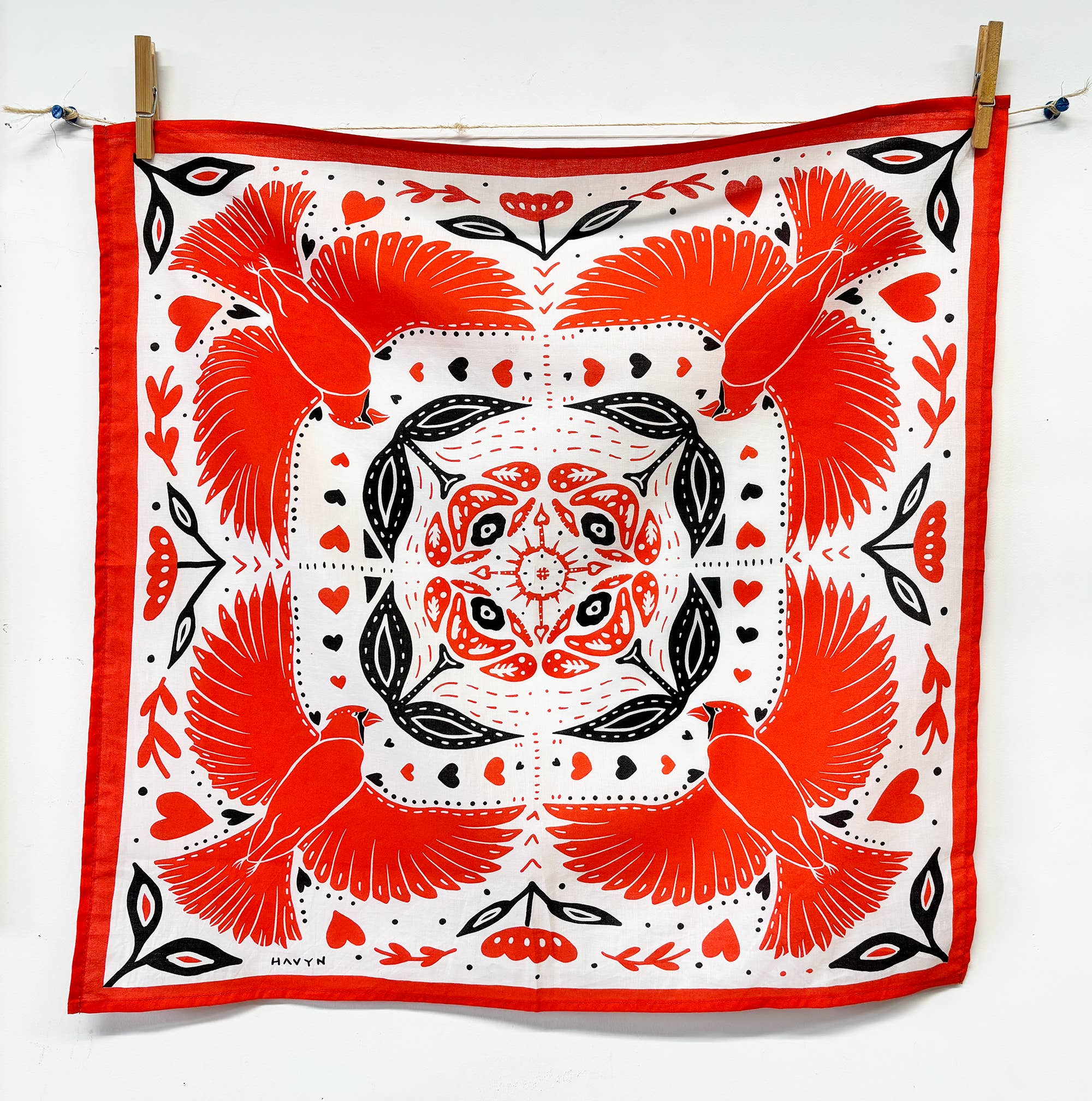 Cardinals and Tulips Bandana