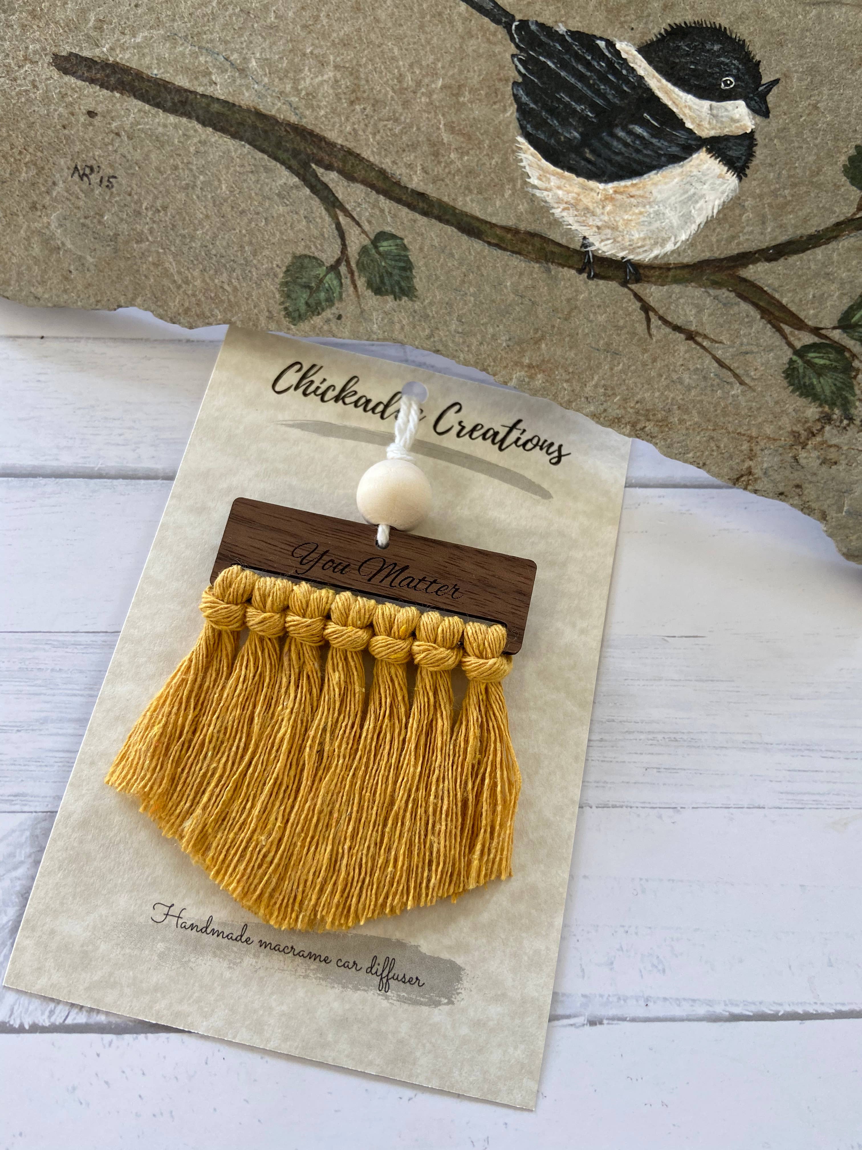 Macrame Car Diffuser You Matter Mustard