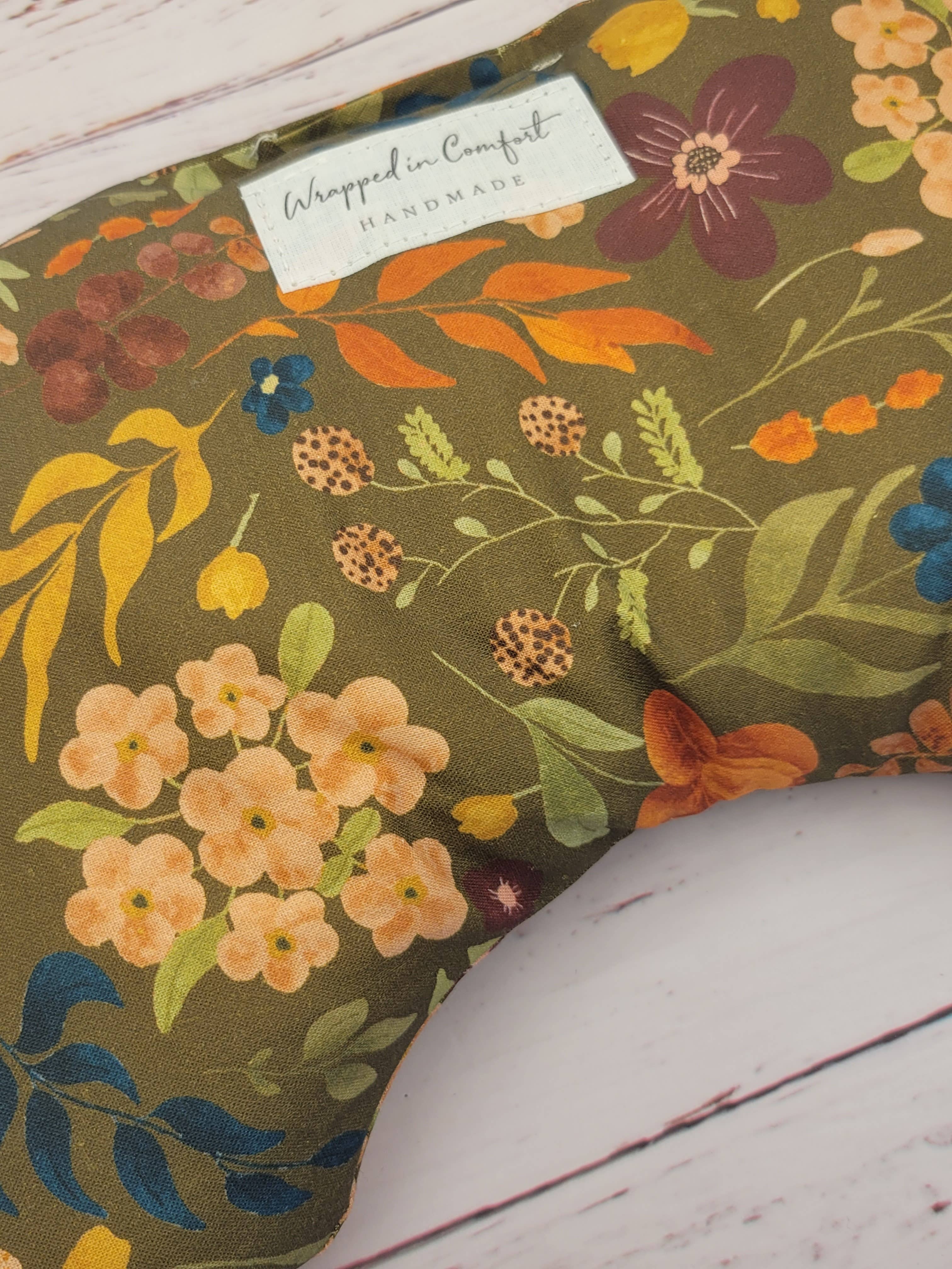 Bean Shaped Heating Pad Floral Earthy