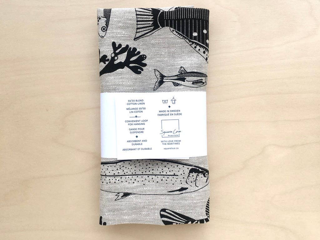 Linen Tea Towel Pond Fish | 100% Linen