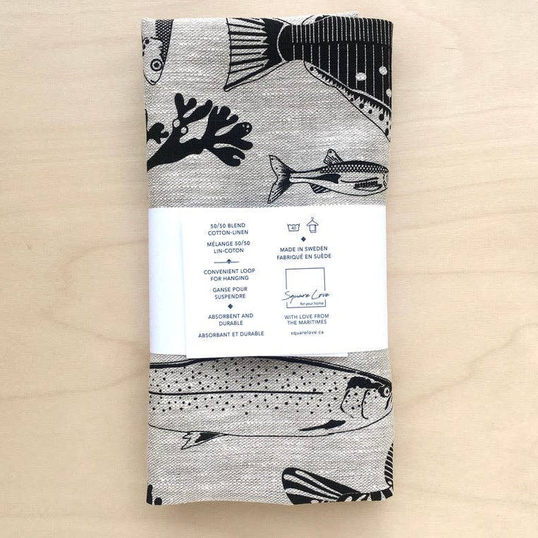 Linen Tea Towel Pond Fish | 100% Linen