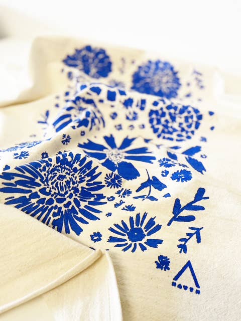HAVYN Organic Tea Towel Flower Blue