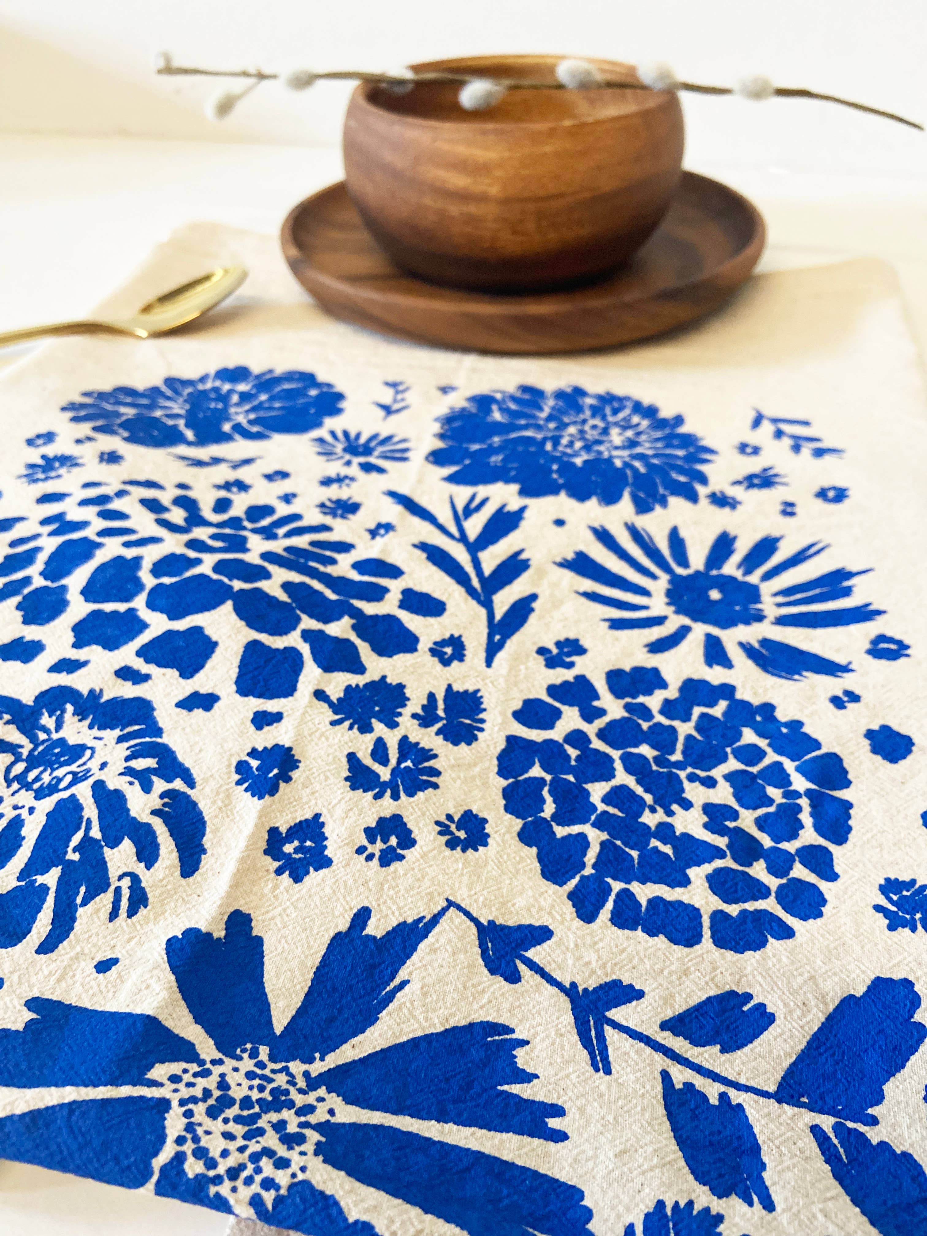 HAVYN Organic Tea Towel Flower Blue