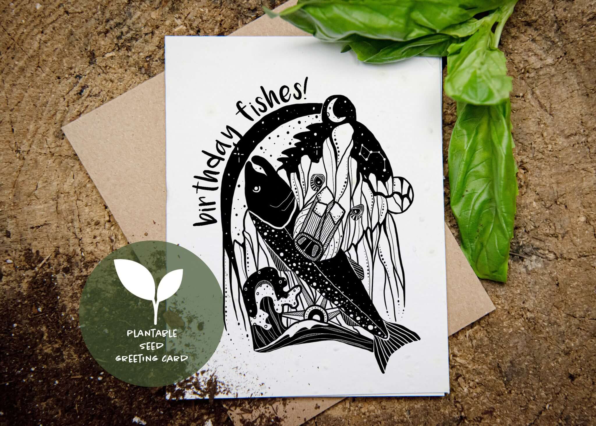 Plantable Basil Seed Card | Birthday Fishes